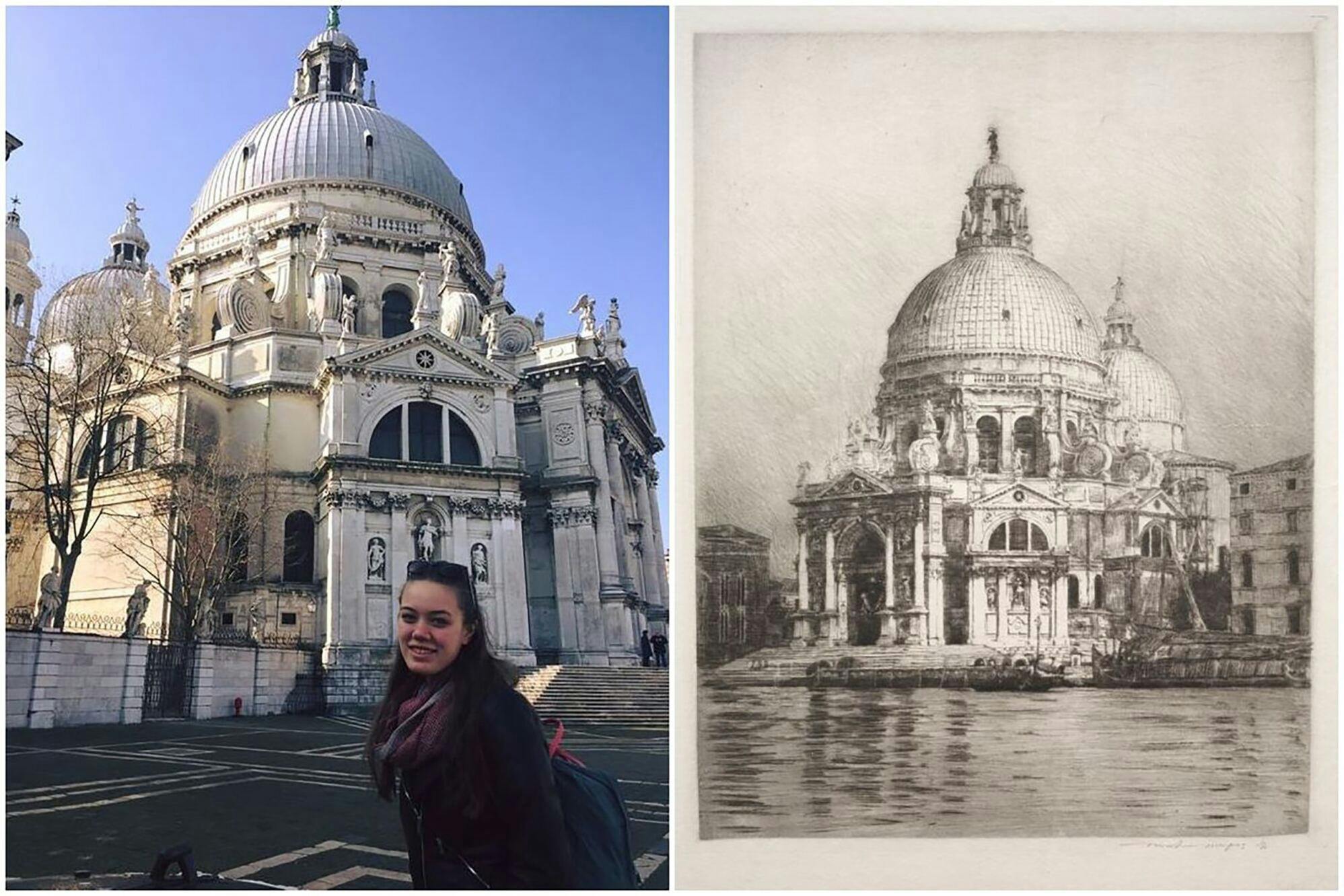 An example of the ArtLens AI, with a user's photo on the left and a visual match from the collection on the right